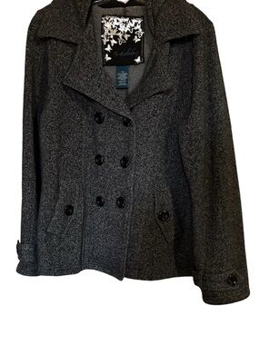 Sebby Dark Gray & Black Pea Coat